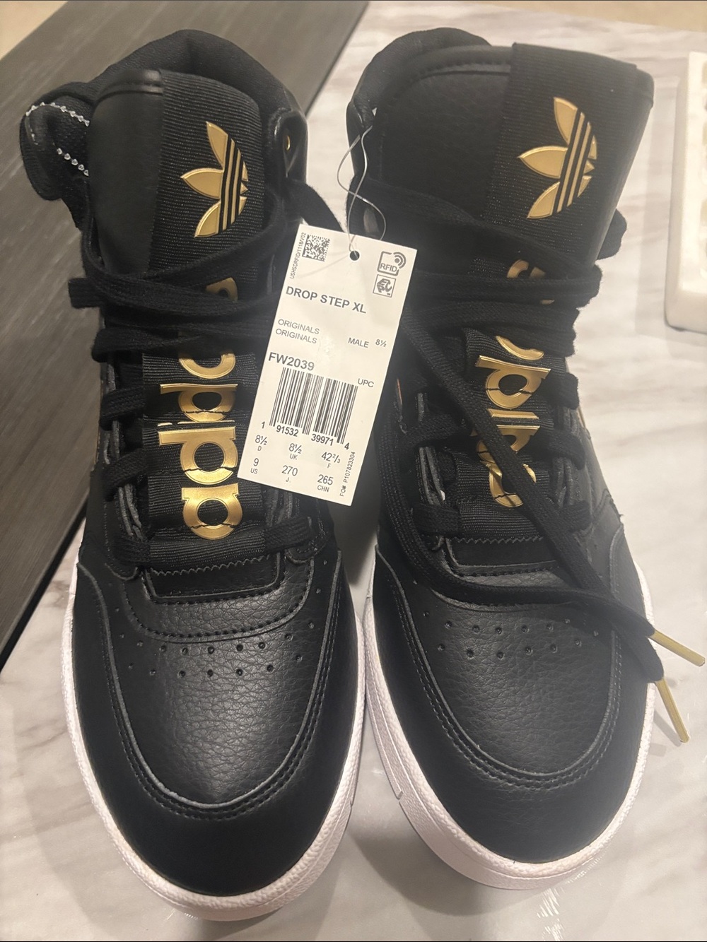 adidas Black and Gold Drop Step XL Men’s Sneakers 9